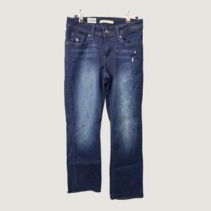 Levi's 529 Curvy Bootcut Jeans Womens 28 Dark Wash Denim Distressed 2385